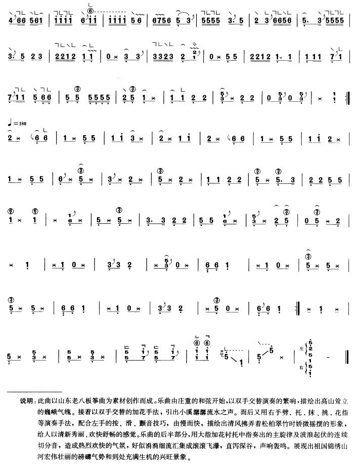 high mountains and flowing water（guzheng sheet music）