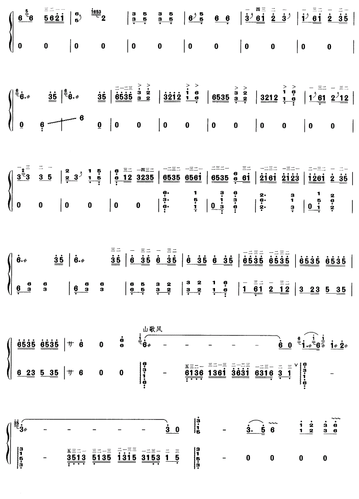 The sun is red on Jinggang Mountain（guzheng sheet music）