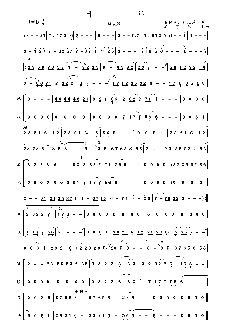 Millennium (qin x xun)（guqin sheet music）