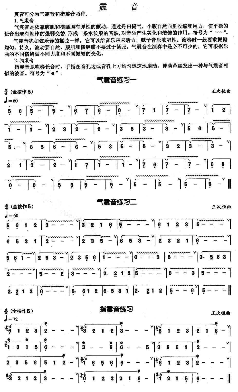 葫芦丝基本技巧练习曲——震音