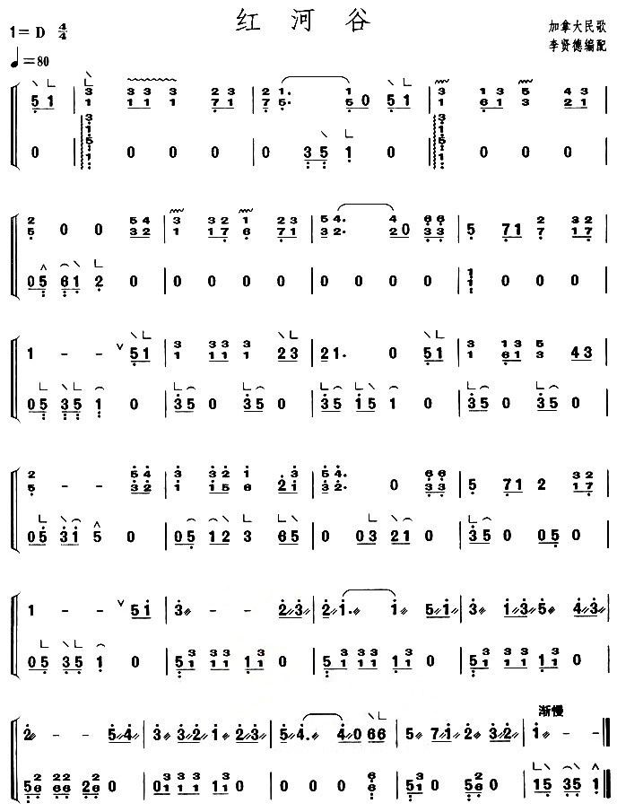 Red River Valley（guzheng sheet music）