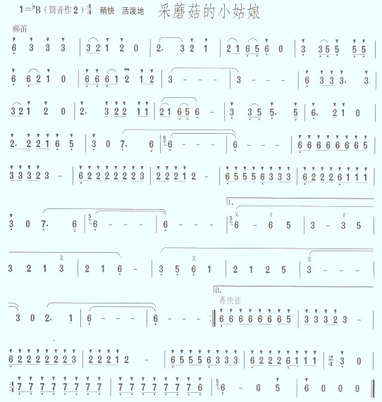 little girl picking mushrooms (flute)（dizi sheet music）