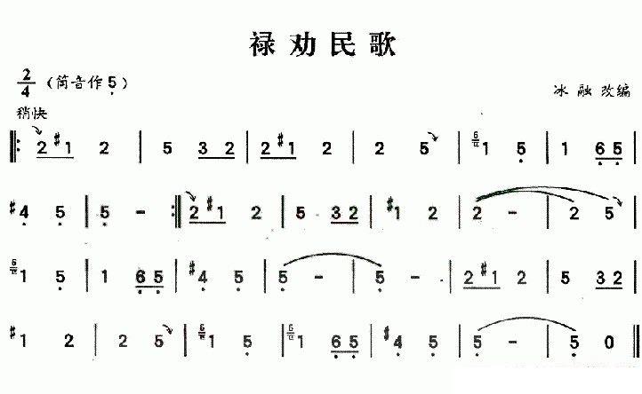 Luquan folk song（hulusi sheet music）