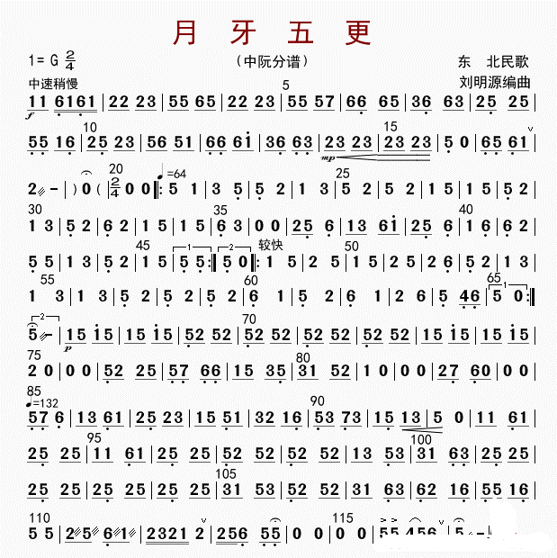 Five Crescent Moons (Zhongruan)（zhongruan sheet music）