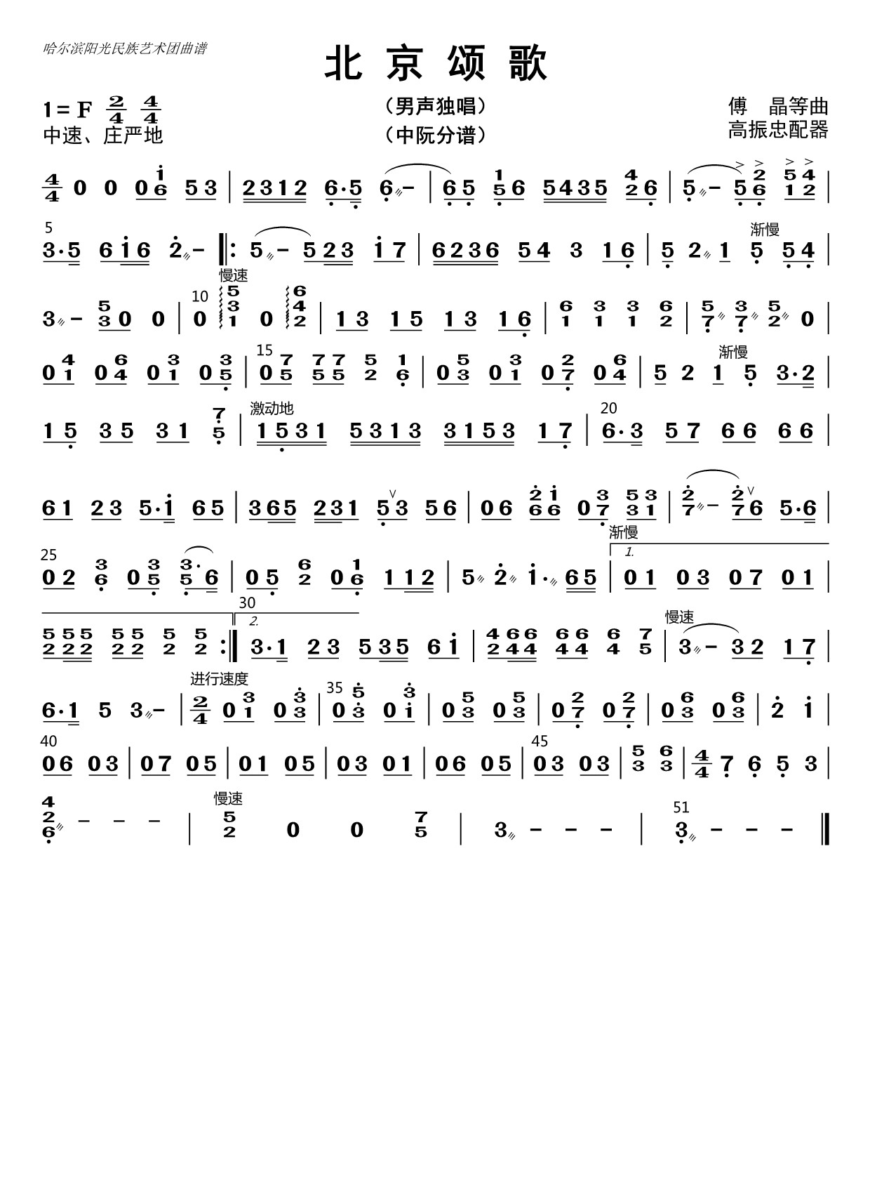 Ode to Beijing (Zhongruan)（zhongruan sheet music）