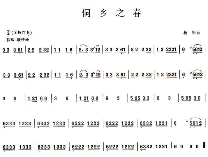 Spring in Dong Township（hulusi sheet music）