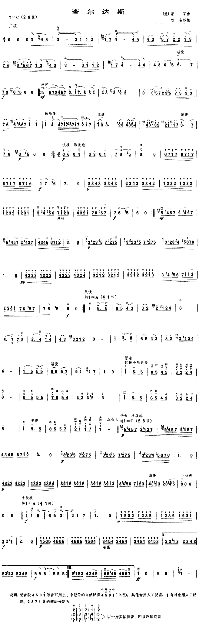 Chardas（erhu sheet music）