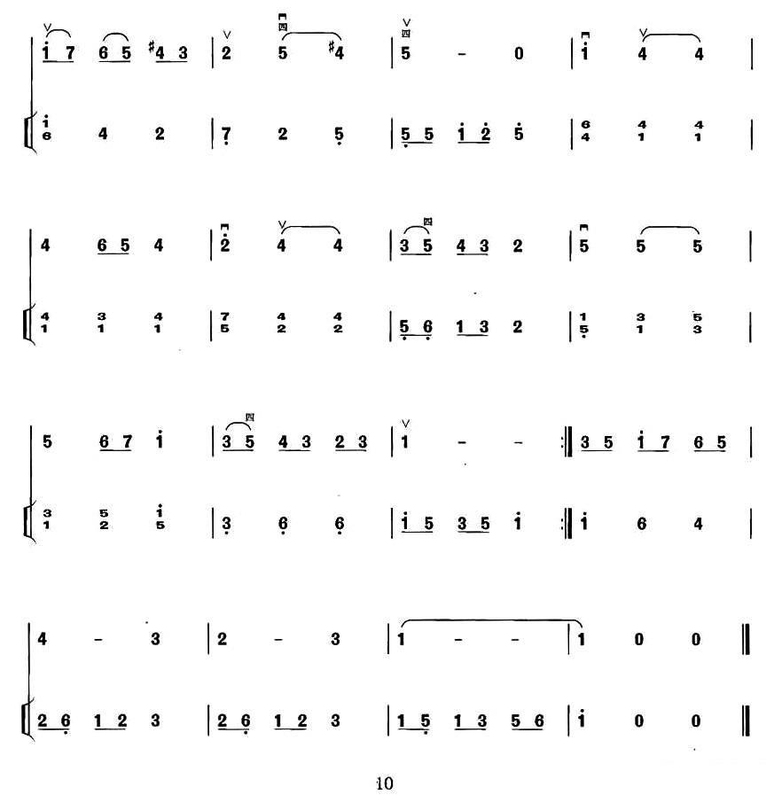 Minuet in D major（erhu sheet music）