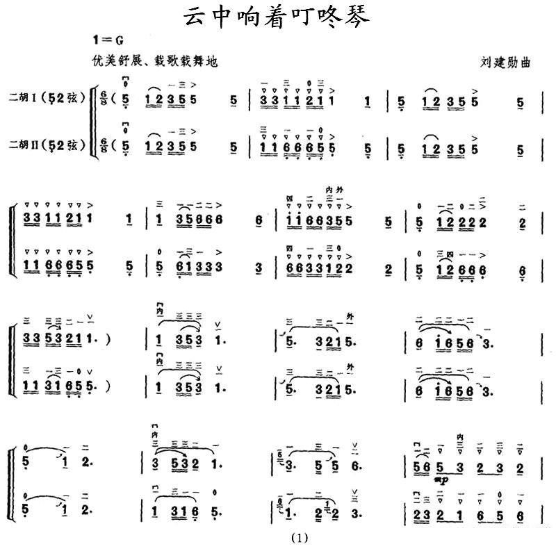 Ding-dong harp in the clouds（erhu sheet music）