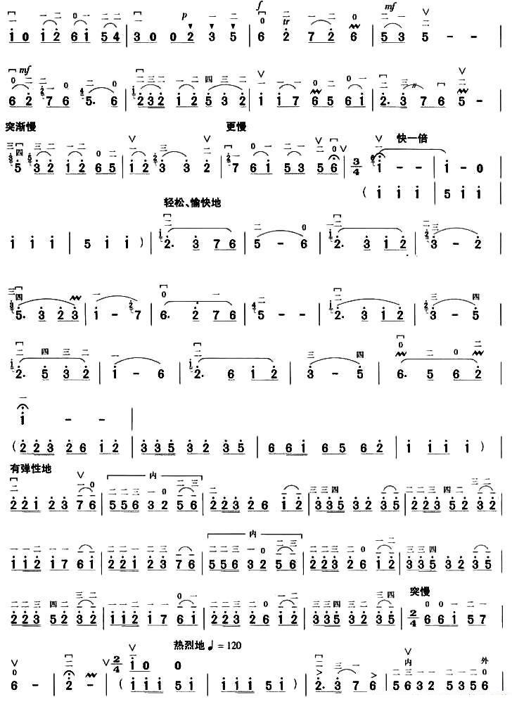 Variations in Flower and Stone（erhu sheet music）