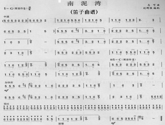 Nanniwan (Tong Yin for 5)（dizi sheet music）