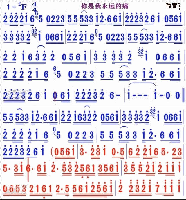 你是我永远的痛（笛子（竹笛）谱）