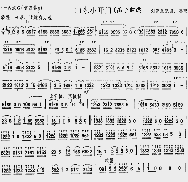 Shandong small door（dizi sheet music）