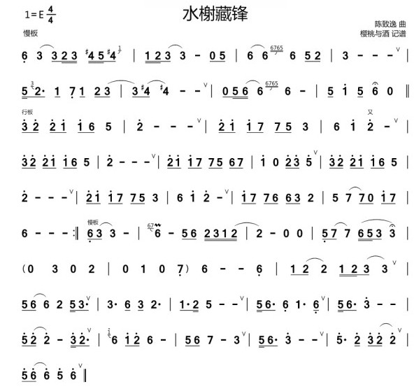 Shui Xie Zang Feng（dizi sheet music）