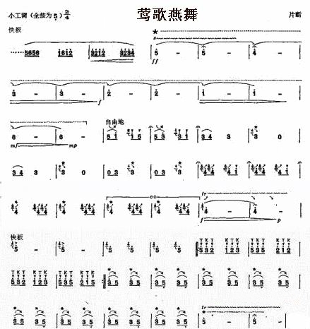 Yingge Yanwu (fragment)（dizi sheet music）