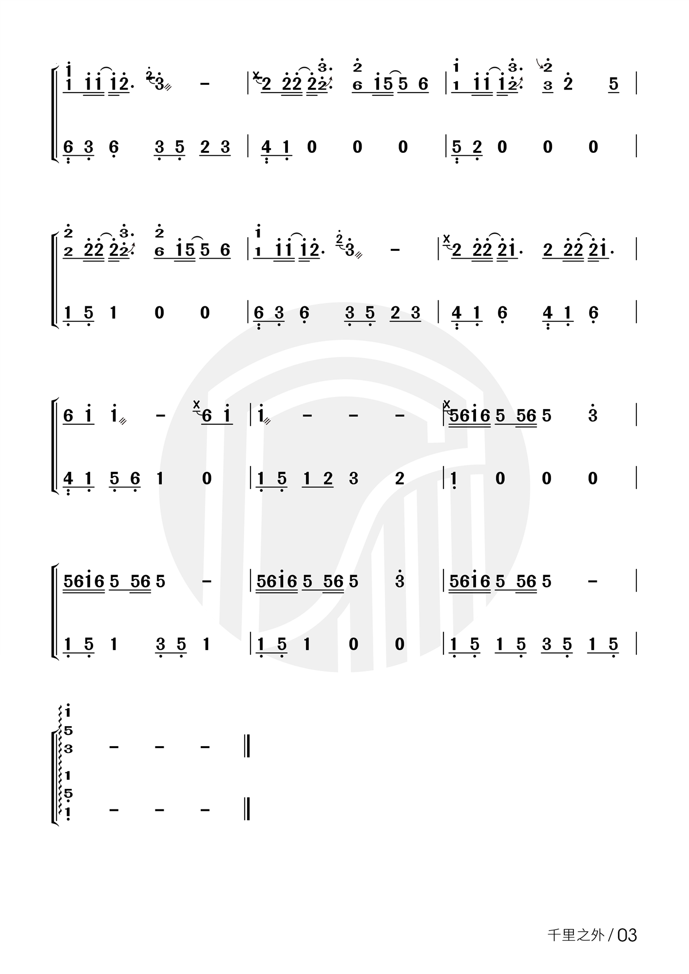 A Thousand miles away (D)（guzheng sheet music）