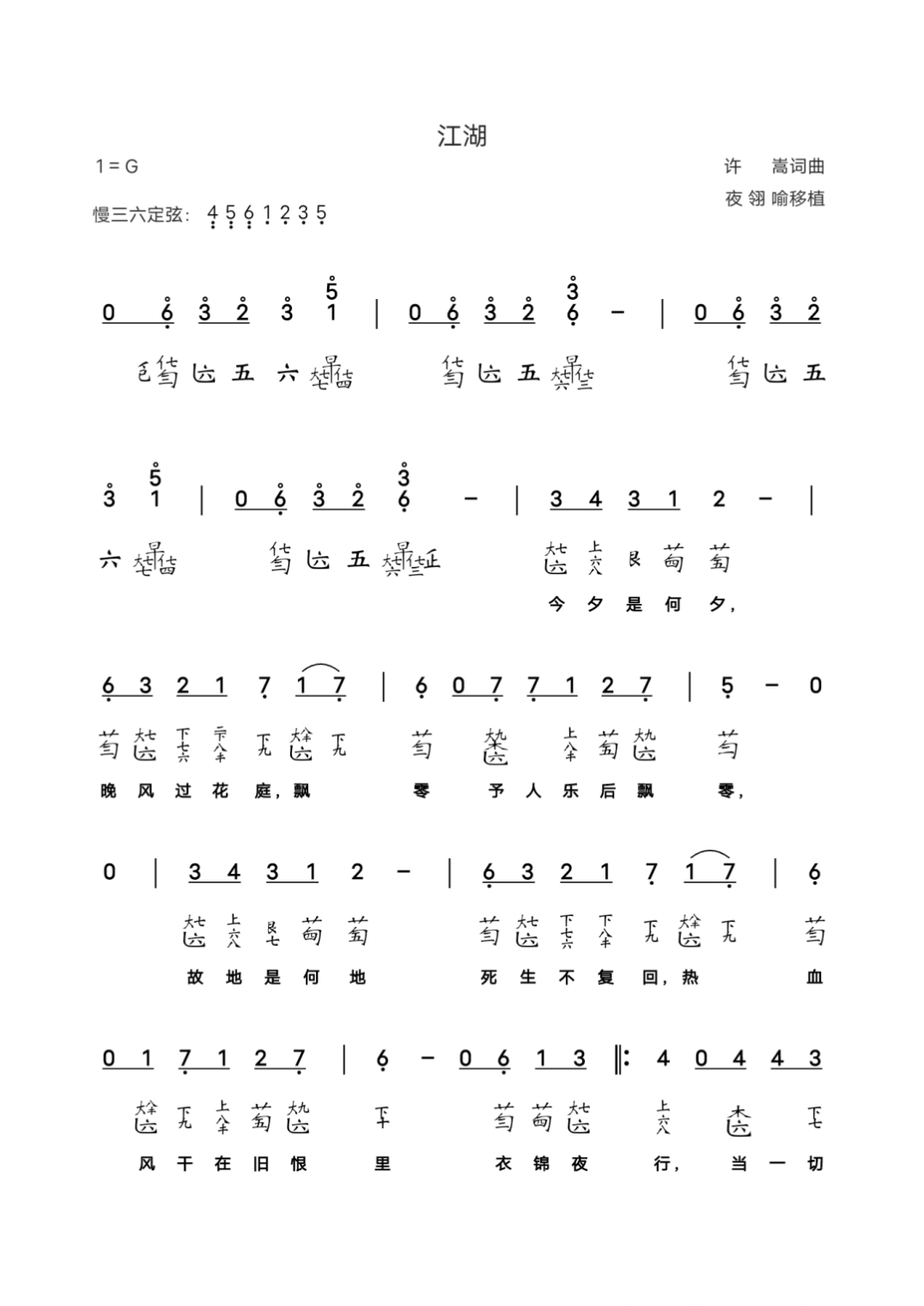 All corners of the country（guqin sheet music）