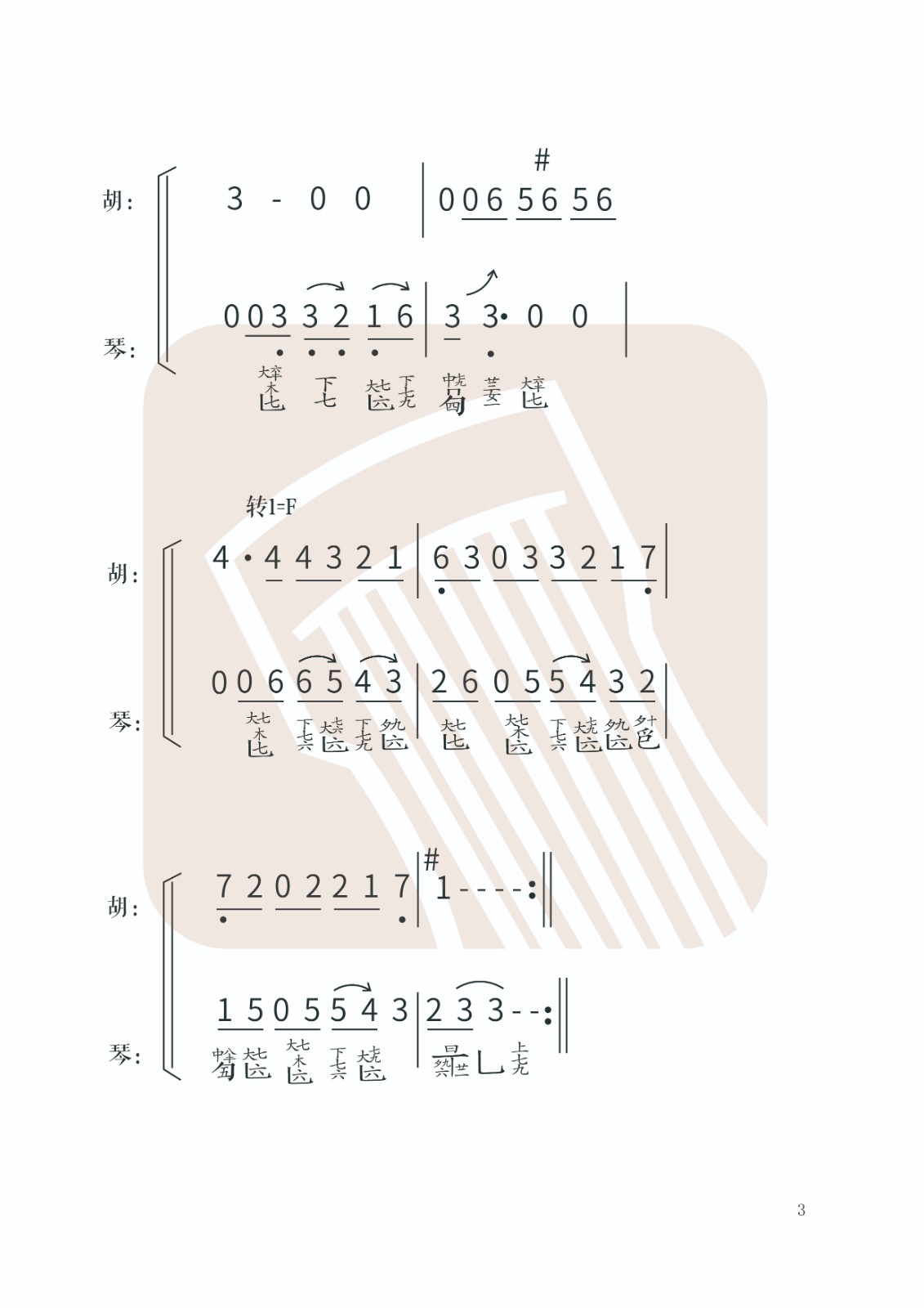 Plum as usual (F chord)（guqin sheet music）